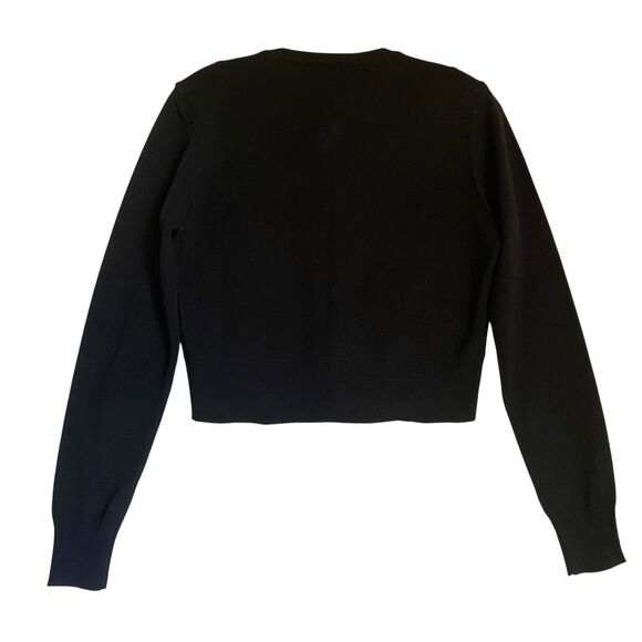 Isola Marras Cardigan L  Black Wool Knit Crop Designer Old Money Goth Whimsigoth - Picture 2 of 10